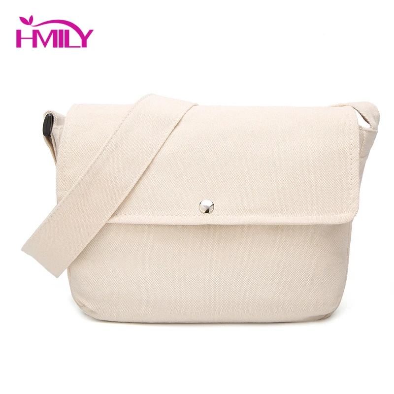 HMILY женские сумки через плечо Холщовая Сумка Женская кремово Белая школьная