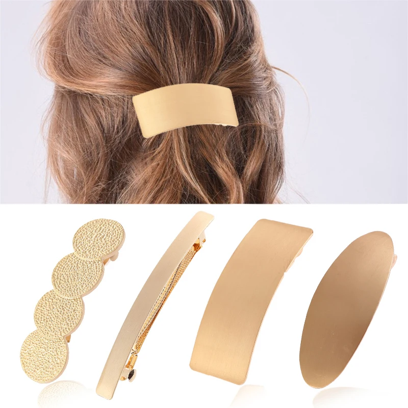 

Golden Hair Accessories Hollow Out Simple Hair Clips Big 1PC Oval High Quality Wide Ponytail holder Circle Large Round Silver
