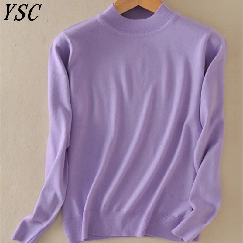 Clearance processing 2017 Women's Knitted Cashmere Wool Sweater Half high collar Solid color Pullover Multicolor Free Shipping | Женская