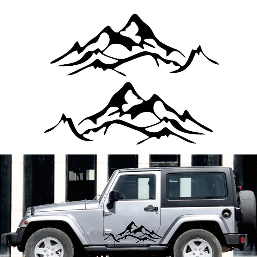 

1pair Car Sticker Car body Decal Mountain Graphic Vinyl For Jeep Wrangler Rubicon Sahara Ku-54
