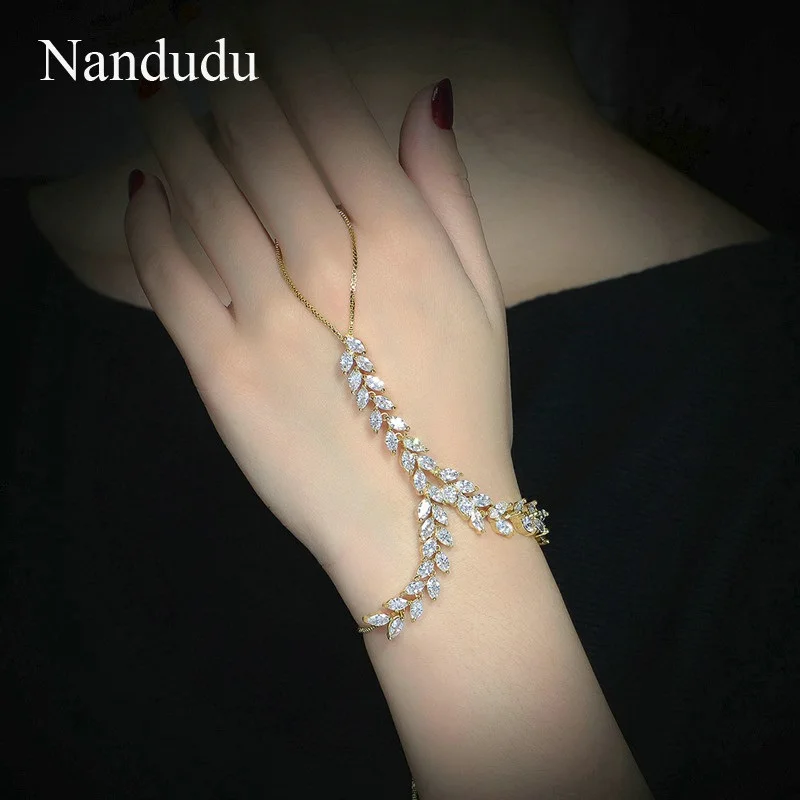 Nandudu модный трендовый браслет с пальмой AAA циркон цепочка листьями из белого
