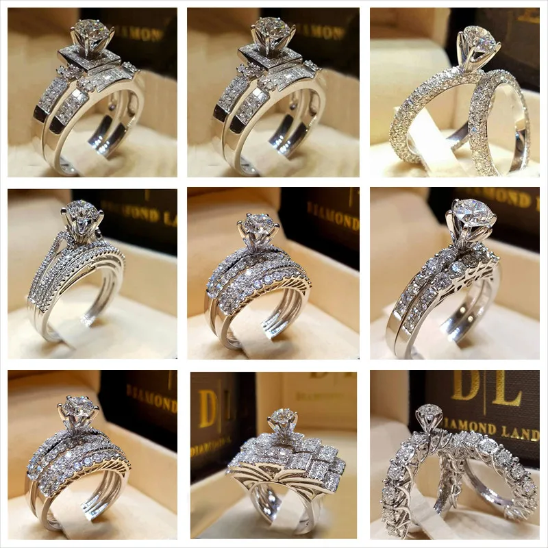 Engagement Wedding Ring Bands Romantic Promise with Cubic Zirconia for Women Pretty Bridal Trending Cocktail Rings | Украшения и