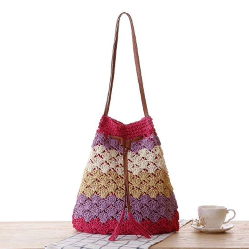 Модная плетеная сумка в этническом стиле полоску|leisure bag|woven bagfashion shoulder bags |