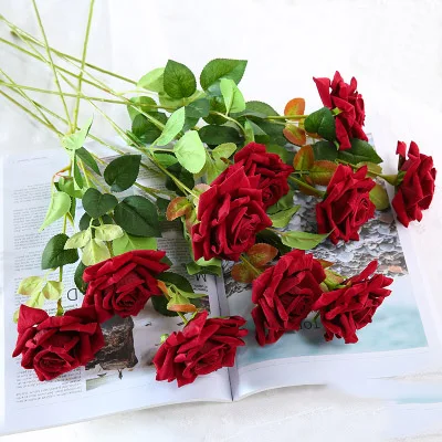 red3 rb CHENCHENG 11 шт. 48 см искусственная роза искусственный букет из роз для свадьбы украшение дома Пластик Сушеные цветок цветочный орнамент - Цвет: red3 rb