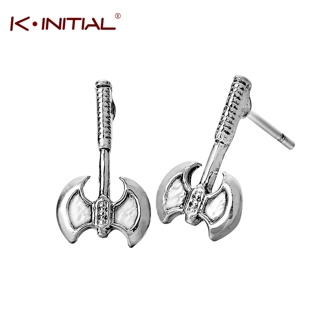 

Kinitial Personality Viking Ax Hatchet Mens Womens Stud Earring Fashion Piercing Amulet Pagan Earring Bronze Jewelry Wholesale