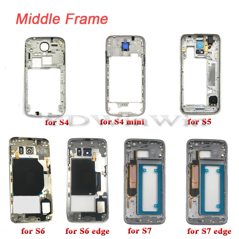 10 шт. корпус средней рамки для SAMSUNG Galaxy S4 S5 S6 S7 edge i9505 i9500 i337 G900f G920f G930f рамка с