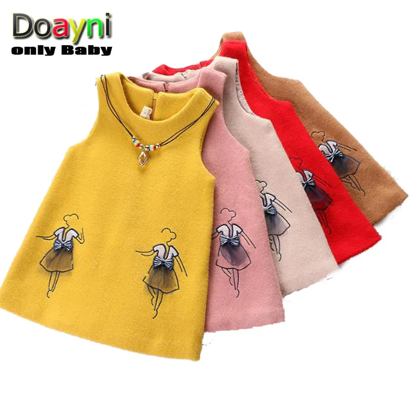 Doayni Baby Girls Vest Dress Stereo Dancing Elegant Sleeveles Back Zipper A-Line for 2 to 6 Years | Детская одежда и обувь