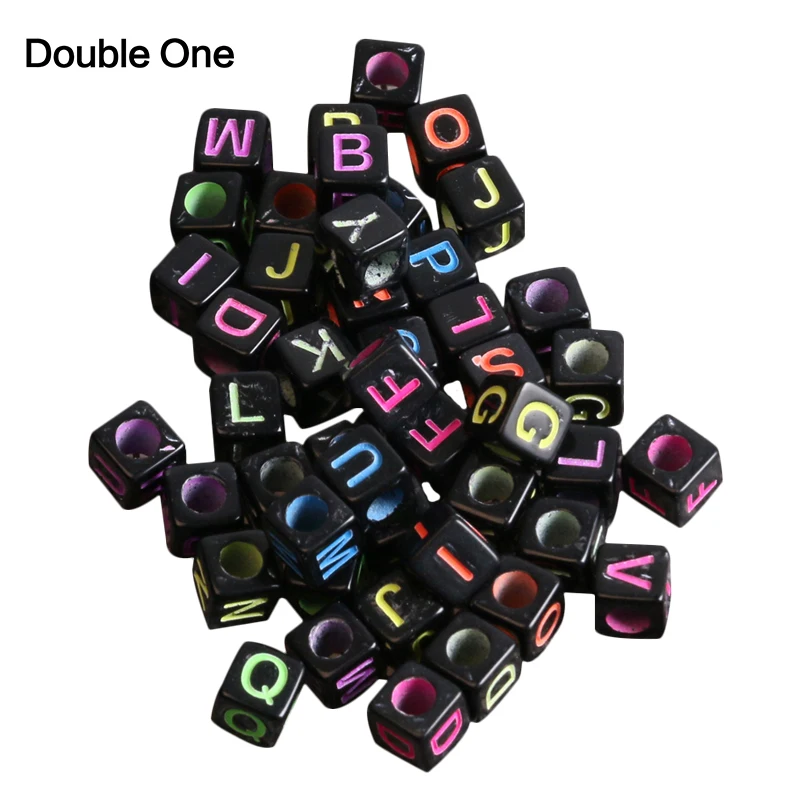 500 шт./компл. акриловые бусины разделители 6 мм черные с разноцветными буквами для