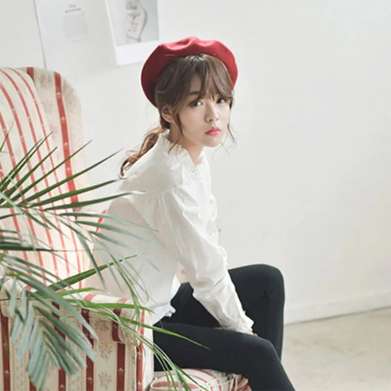 

2019 Women Ladies Casual Lace O-Neck shirt Long Sleeve Tops Blouse Womens Clothing Top With Petal Sleeve T2