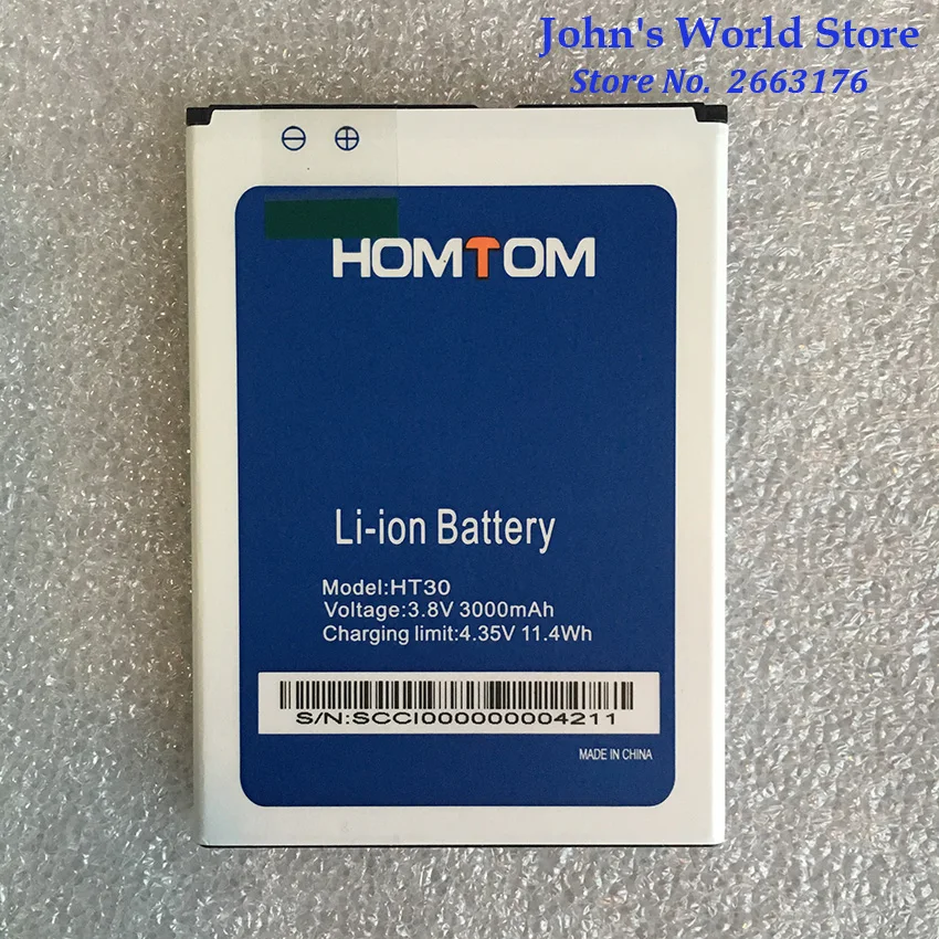 

100% Original New HOMTOM HT30 Battery Large Capacity Full 3000mAh Backup Batteries Replacement For HOMTOM HT 30 Smart Phone