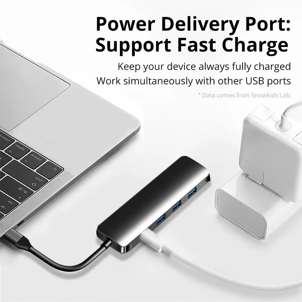 Snowkids usb хаб USB C концентратор HDMI Совместимость док станция Type для macbook Тип c PD