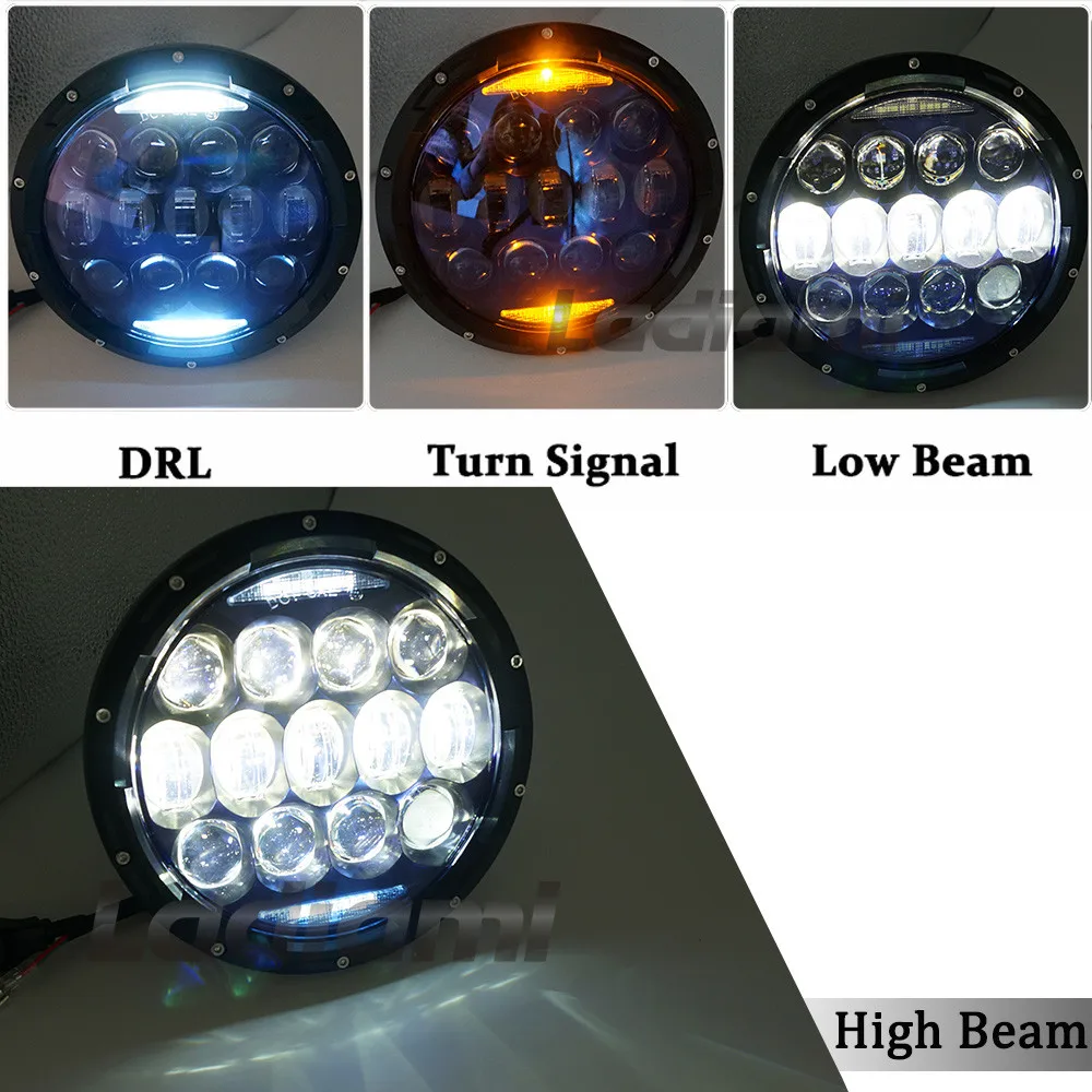 Синие круглые светодиодные фары 7 дюймов 130 Вт с DRL/yellow Halo дюймовый проектор для JK TJ