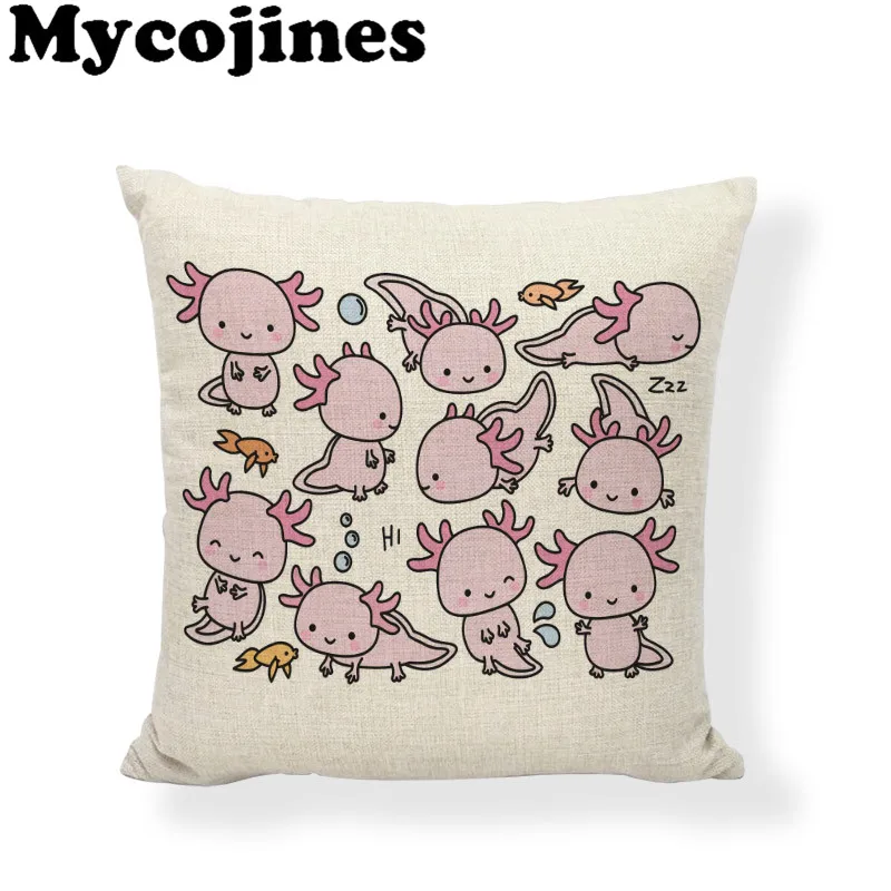 Креативный чехол для подушки Axolotl, пчела, свинья, лиса, 45*45 см, для дома, гостиной, дивана, стула, украшения, льняные аксессуары, наволочки