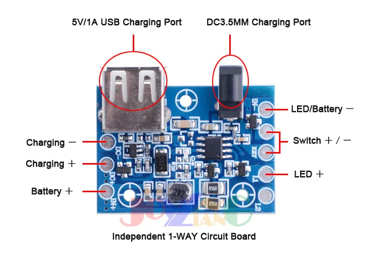 1-WAY JYL-5001 светодиодный налобный фонарь 18650 монтажная плата USB для зарядки мобильного телефона T6/U2/Q5 аксессуары для налобных фар - Цвет: 1-WAY