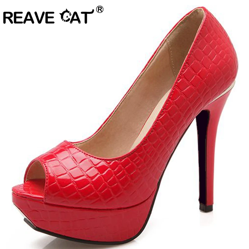 REAVE CAT/женские туфли-лодочки; туфли-лодочки на высоком каблуке с открытым носком для вечеринки и свадьбы; туфли на платформе и высоком каблуке 12 см; bota masculina Tenis feminino