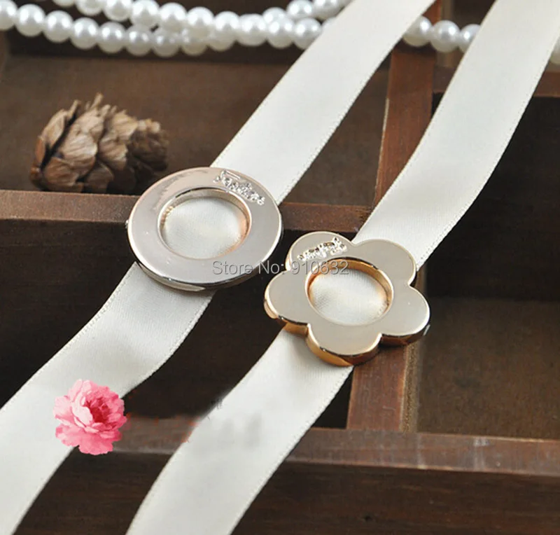 100 шт Розовое золото круглые/Цветочные металлические пряжки пригласительные