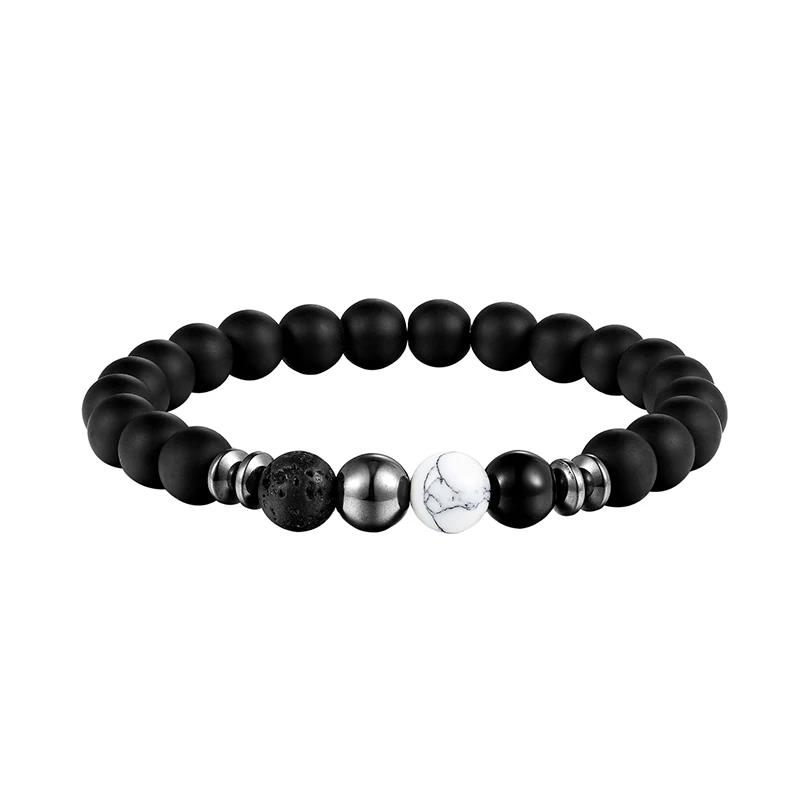 

LIVVY 2018 New design of high quality volcano black pearl jewelry elastic energy natural stone man bracelet bracelets AS303