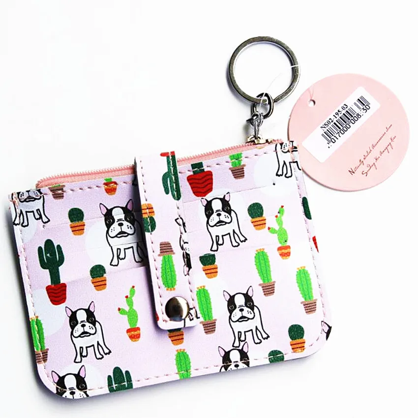 

M291 Cute Women Purses Forest Animal Series Dog Panda Fox Coin Bag Key Buckle Bag Card Bag