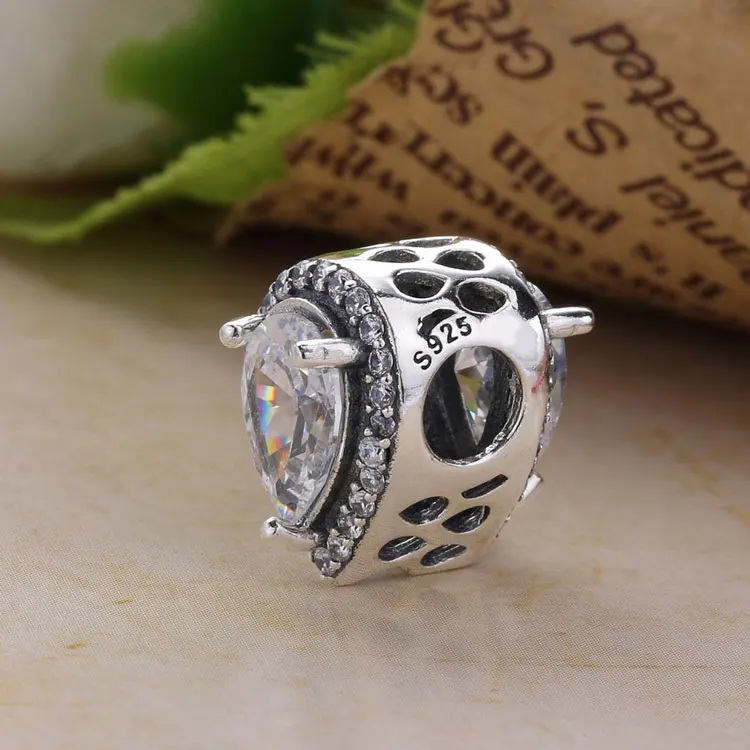 2017 Новое поступление Стерлинговое Серебро 925 в форме капли сверкающая бусина