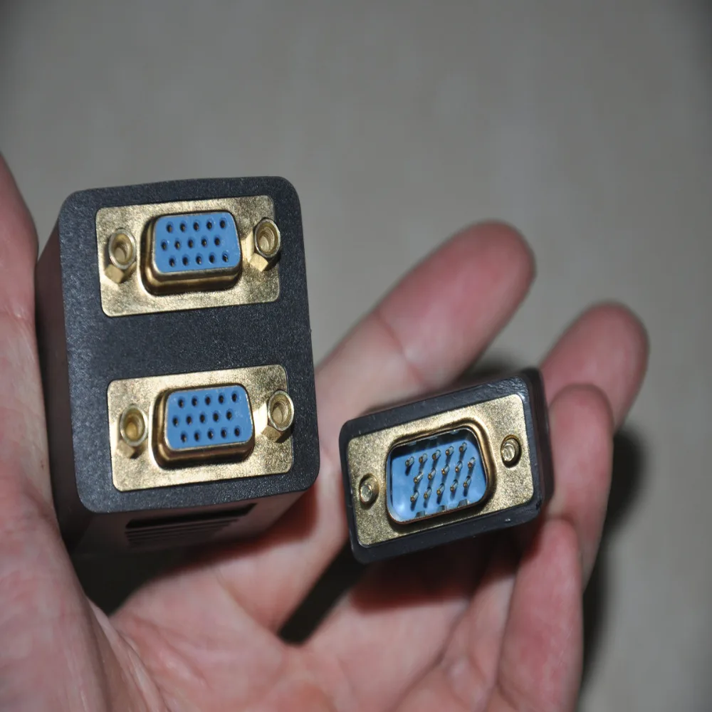 Золотой VGA к сплиттер 1 шт. двойному монитору Высокое качество 15P 3 + 6 Диаметр 8 0