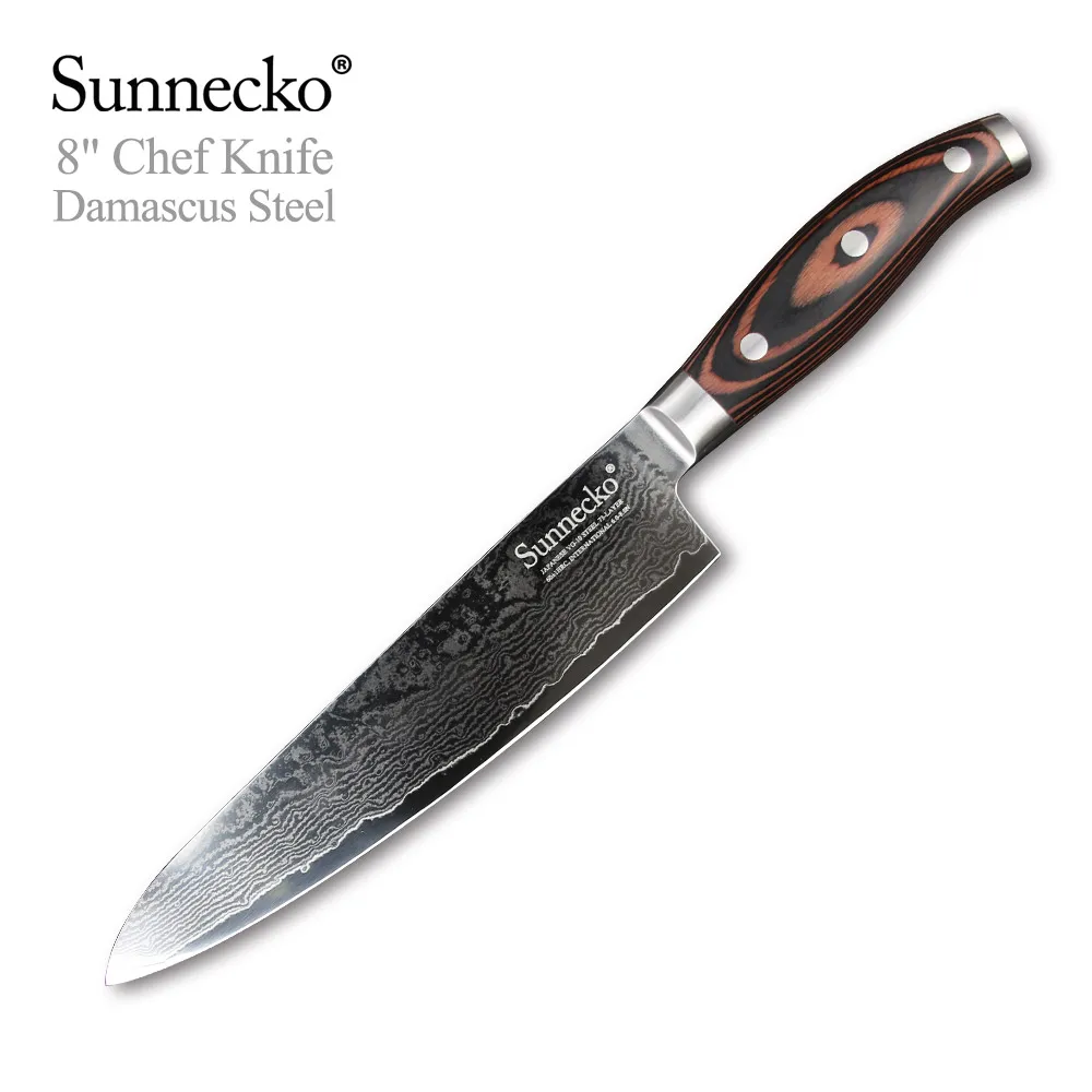 SUNNECKO 8 "шеф-повар Ножи 73 слоев Дамаск Сталь японский VG10 лезвие Кухня ножей Pakka
