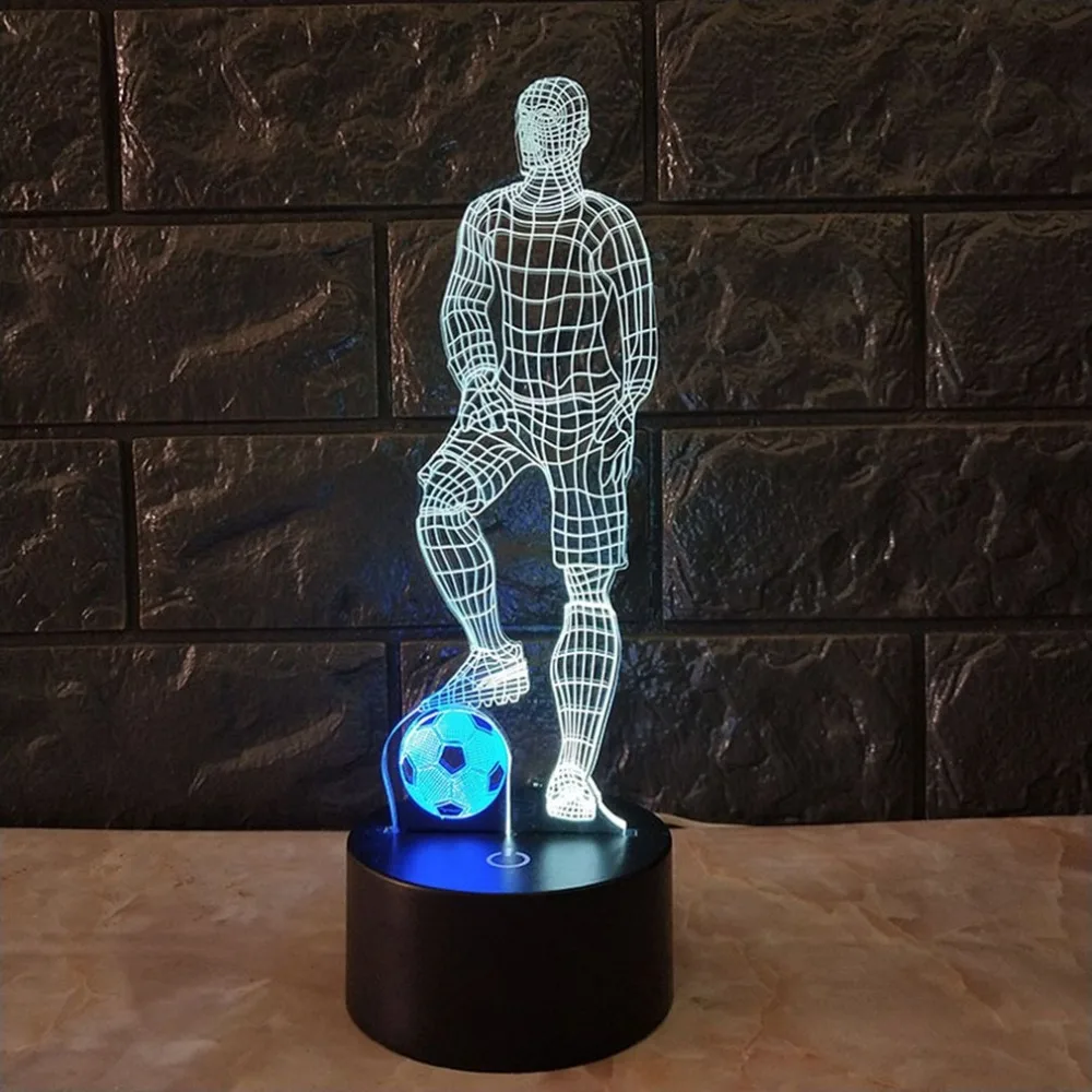 ICOCO Волшебная 3D футбольная сенсорная настольная лампа 7 цветов меняющая USB Powered