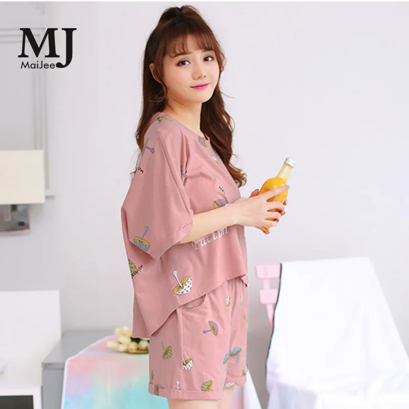 X038 MaiJee пижамы Chemise De Nuit Femme Для женщин Ночное 2019 Новый модный стиль короткий рукав