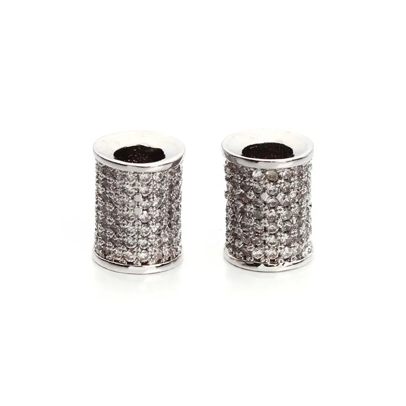 Медные бусины-спейсеры для ожерелья 2 шт. 8*10 мм стразы с микро закрепкой из