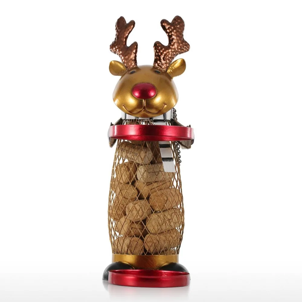 

Tooarts Netted Christmas Elk Wine Rack Animal Wine Holder Cork Container Metal Practical Craft Christmas Gift Xmas Decorations