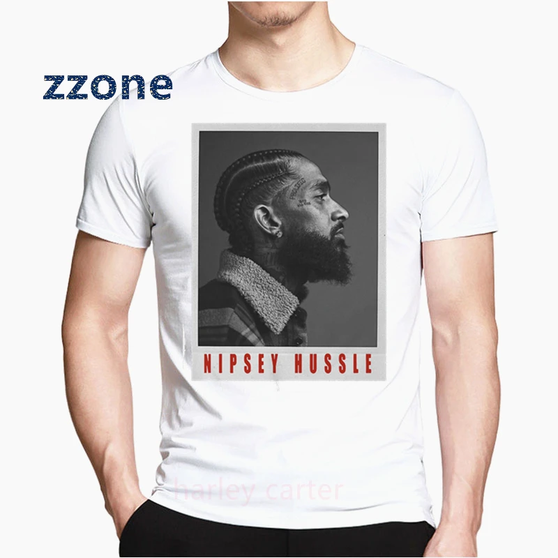 Большая мужская футболка с принтом Nipsey 2019 белая в стиле хип-хоп Harajuku уличная