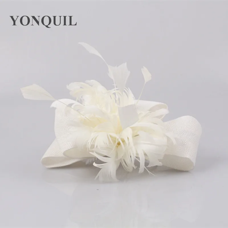 Цвета слоновой кости с цветком и перьями женские шикарные очаровашка шляпа