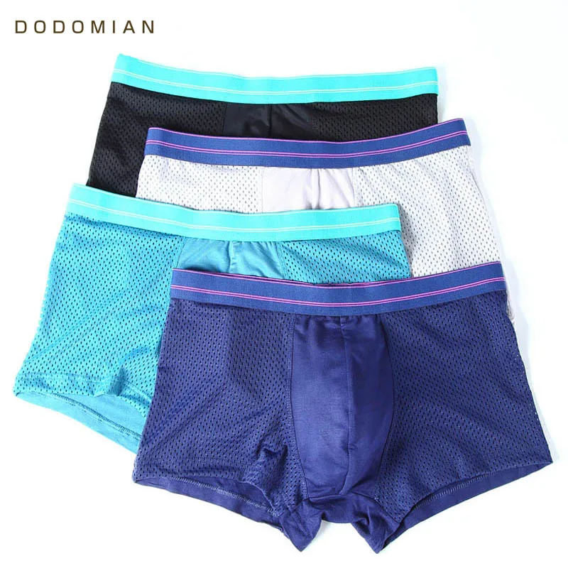 

4pieces/lot Men Boxers Solid Underwear Sexy Mesh Cuecas Boxer Masculina U Convex Boxer Shorts 2018 Breathable Casual Underpants