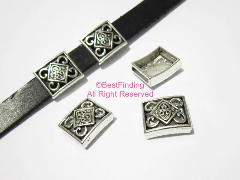 

10mm adore symbol flat leather slider 10x2mm leather findings -FF106