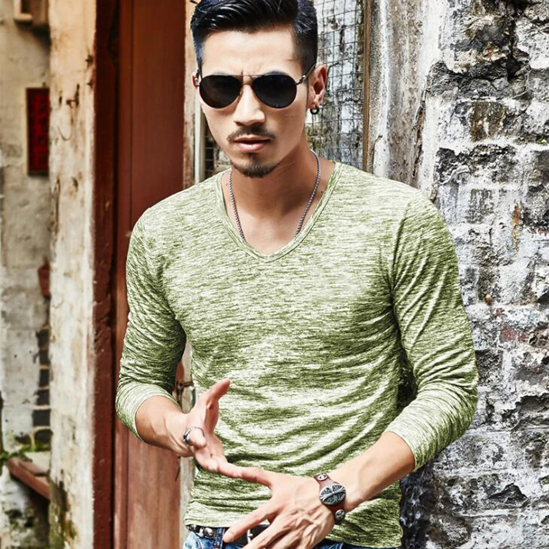 Мужская футболка с длинными рукавами хлопковая однотонная камуфляжная в стиле