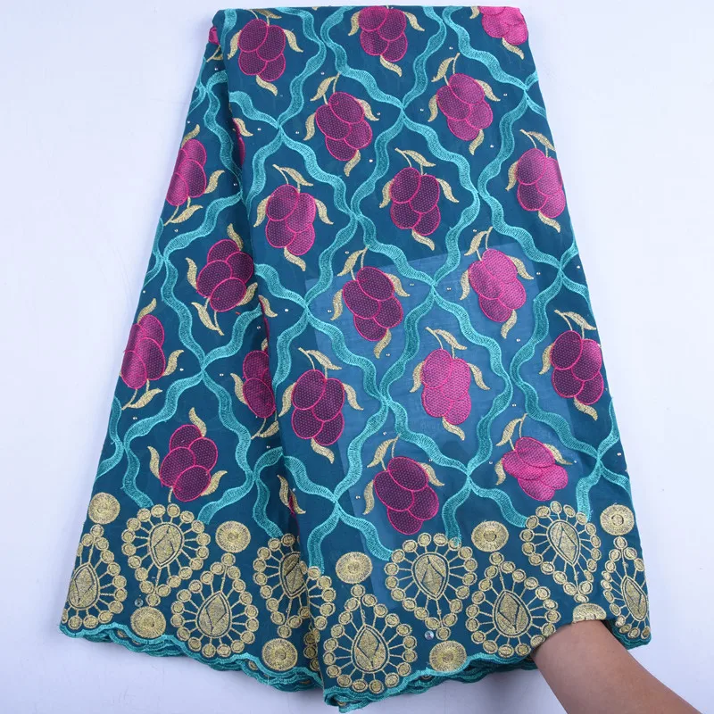 

High Quality Swiss Voile Cotton Lace Fabric With Stones For Party Embroidery 100% Cotton Lace Fabric For Nigerian Women 1557B