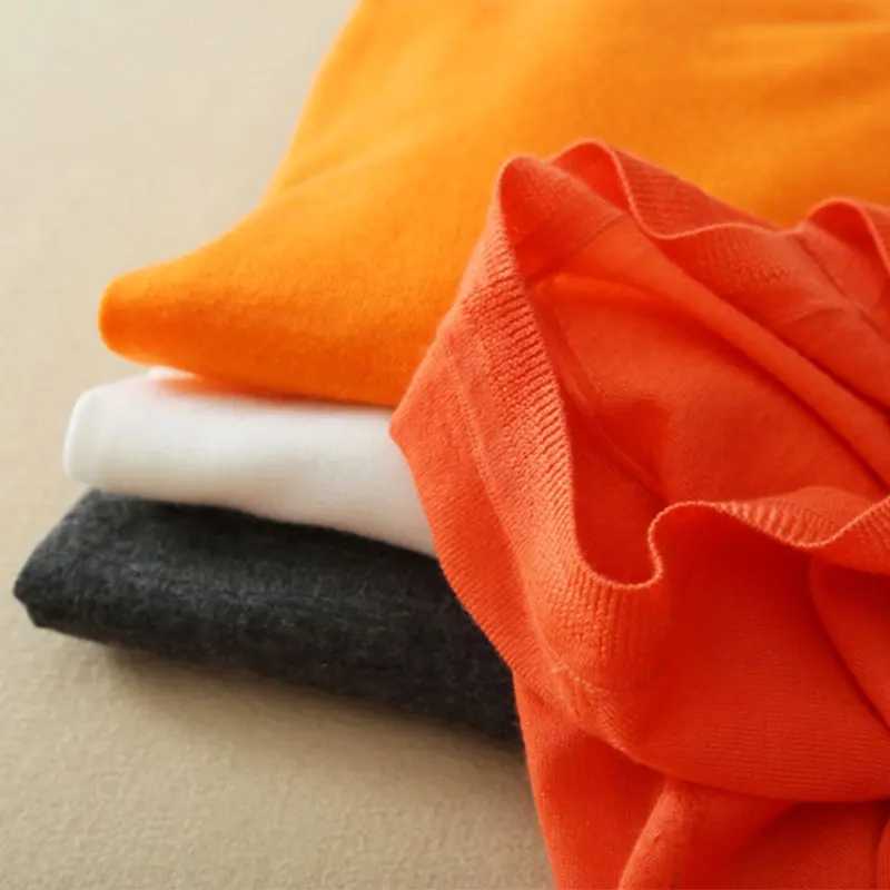 100% Pure Cashmere O Neck Orange Sweater Pullover Long Sleeve Female Spring/autumn Irregular Style Jumper Women |