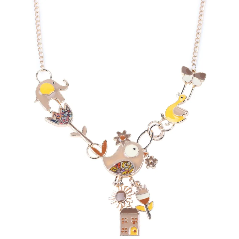 Массивное эмалированное ожерелье WEVENI в виде слона курицы утки подвески чокер