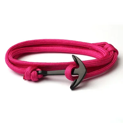 S8146-C Pulsera hombre, модные черные браслеты с якорем, мужские очаровательные веревки для выживания, браслет pulseira, мужские металлические спортивные крючки - Окраска металла: S8146-C