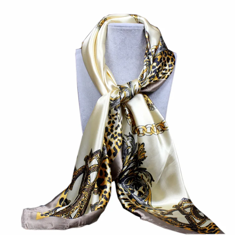 Новый большой квадратный шелковый шарф из полиэстера осенне зимний декоративный