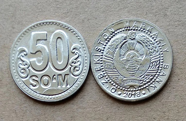 18 мм Uzbekistan 50 сом, настоящая памятная монета, оригинальная коллекция