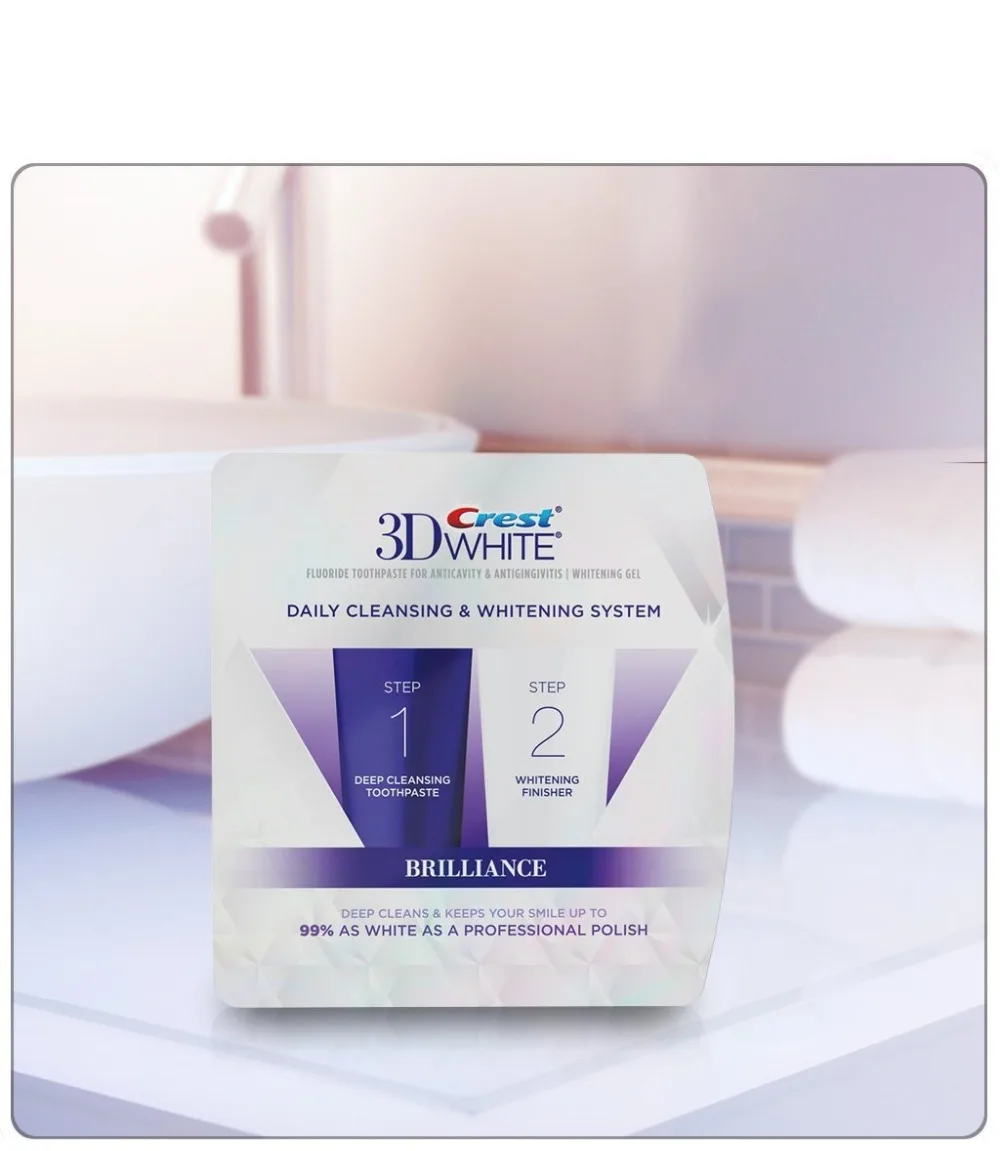 Crest 3D белая блестящая ежедневная Очищающая зубная паста и отбеливающая гелевая