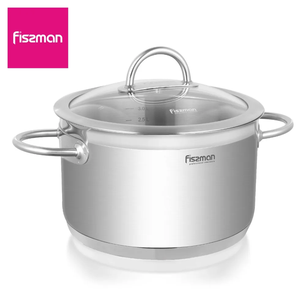 Кастрюля из нержавеющей стали со стеклянной крышкой и Индукционным