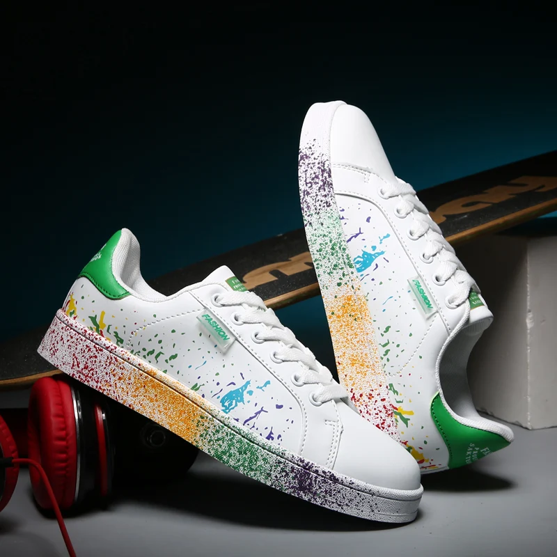 Мужские кроссовки с вулканизированной подошвой белые Дизайнерские повседневная