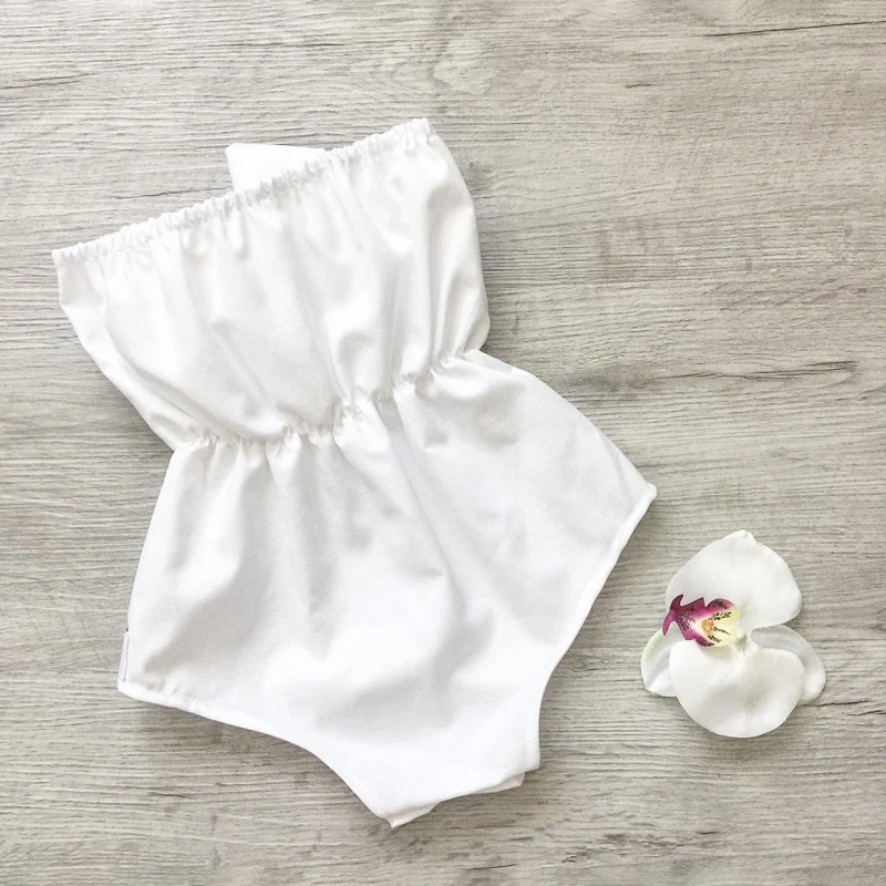 Детский летний комбинезон в полоску с открытыми плечами и оборками | Мать ребенок