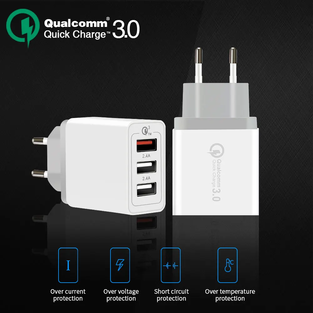 Multi USB Quick Charge 3 0 траве Зарядное устройство сетевой адаптер QC Быстрая зарядка для