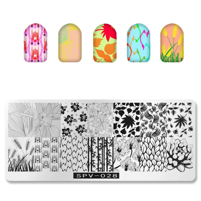 Бамбуковый узор для ногтей 1 шт. пластины стемпинга шаблоны изображение прямоугольный нейл арта штамп