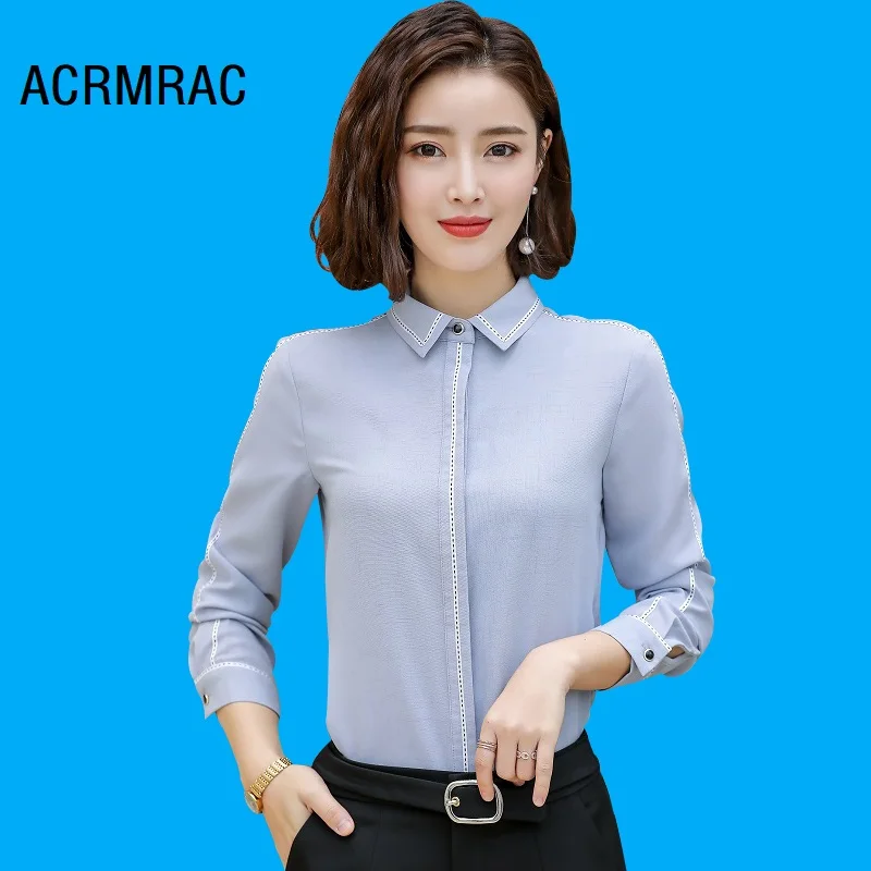 ACRMRAC Women Slim  splicing Long sleeves Business Formal wear OL Blouses & Shirts 870