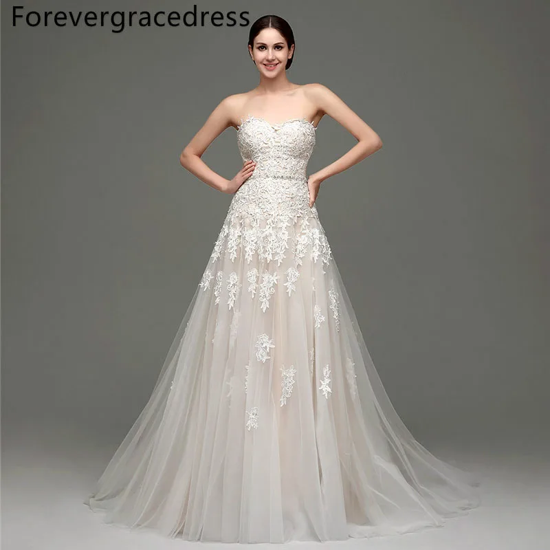Forevergracedress настоящая фотография Элегантное свадебное платье Милая Аппликация