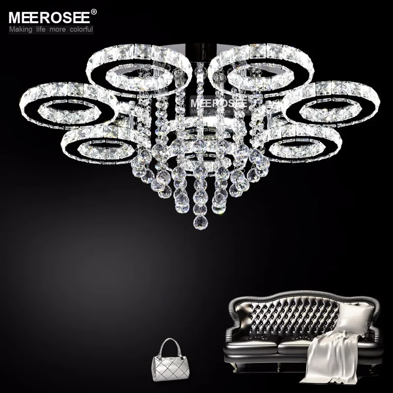 

Modern Ceiling Lights Chrome Led Crystal Chandelier Home Decoracion for Living Room Surfaced Mounted Indoor Lustres Lighting
