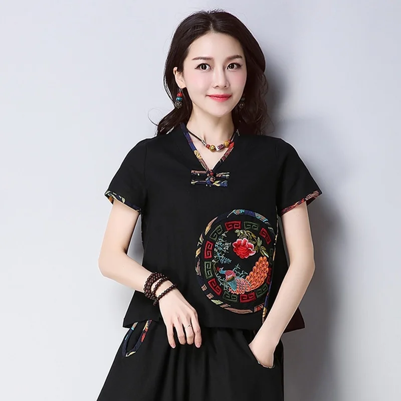Традиционная китайская одежда для женщин cheongsam Топ Мандарин воротник женские